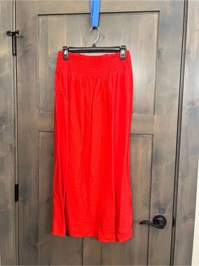 Nine West Red Elastic Waist Maxi Skirt